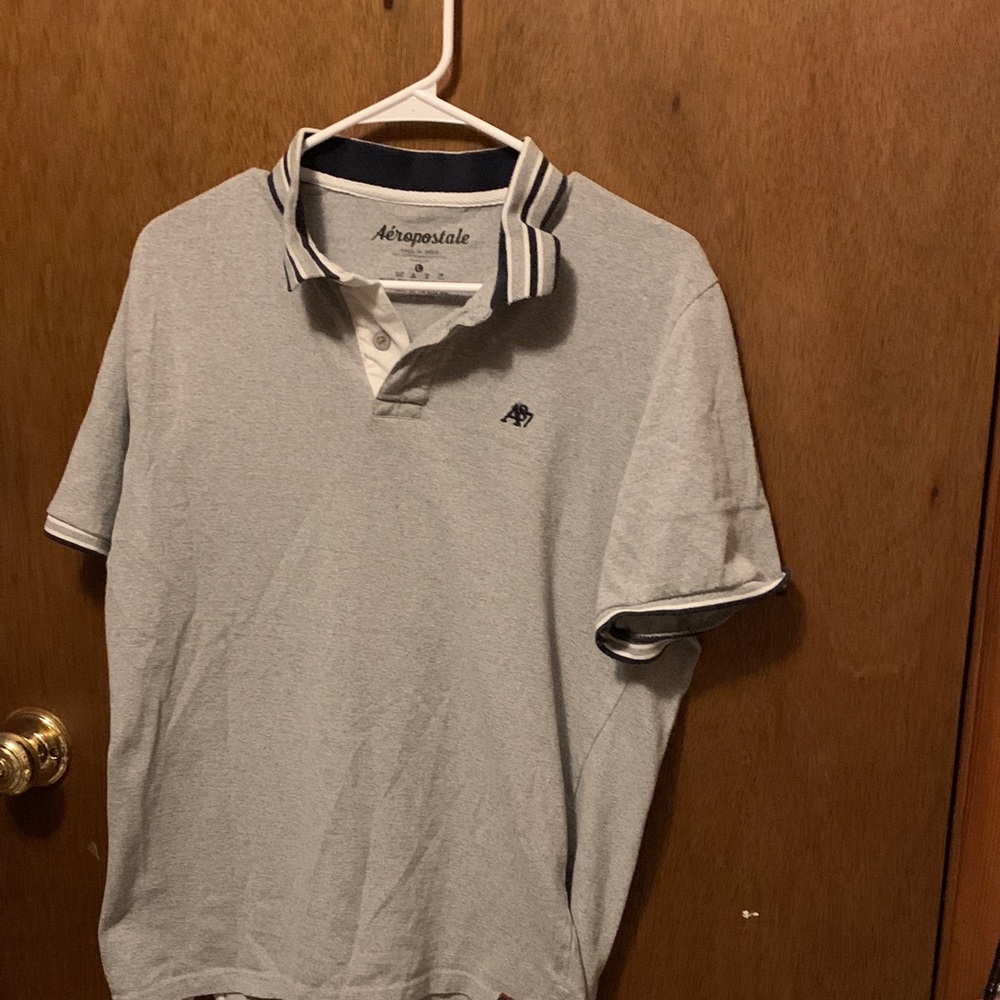 Aeropostale Men's Polo Shirt in Light Gray